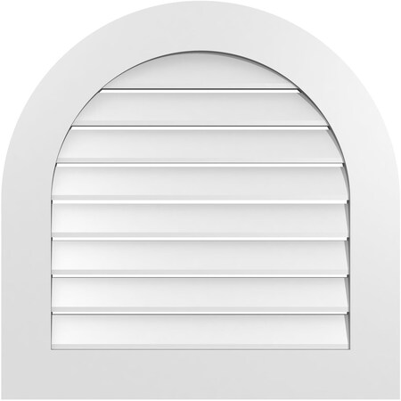 Ekena Millwork Round Top Surface Mount PVC Gable Vent: Functional, w/ 3-1/2"W x 1"P Standard Frame, 28"W x 28"H GVPRT28X2801SF